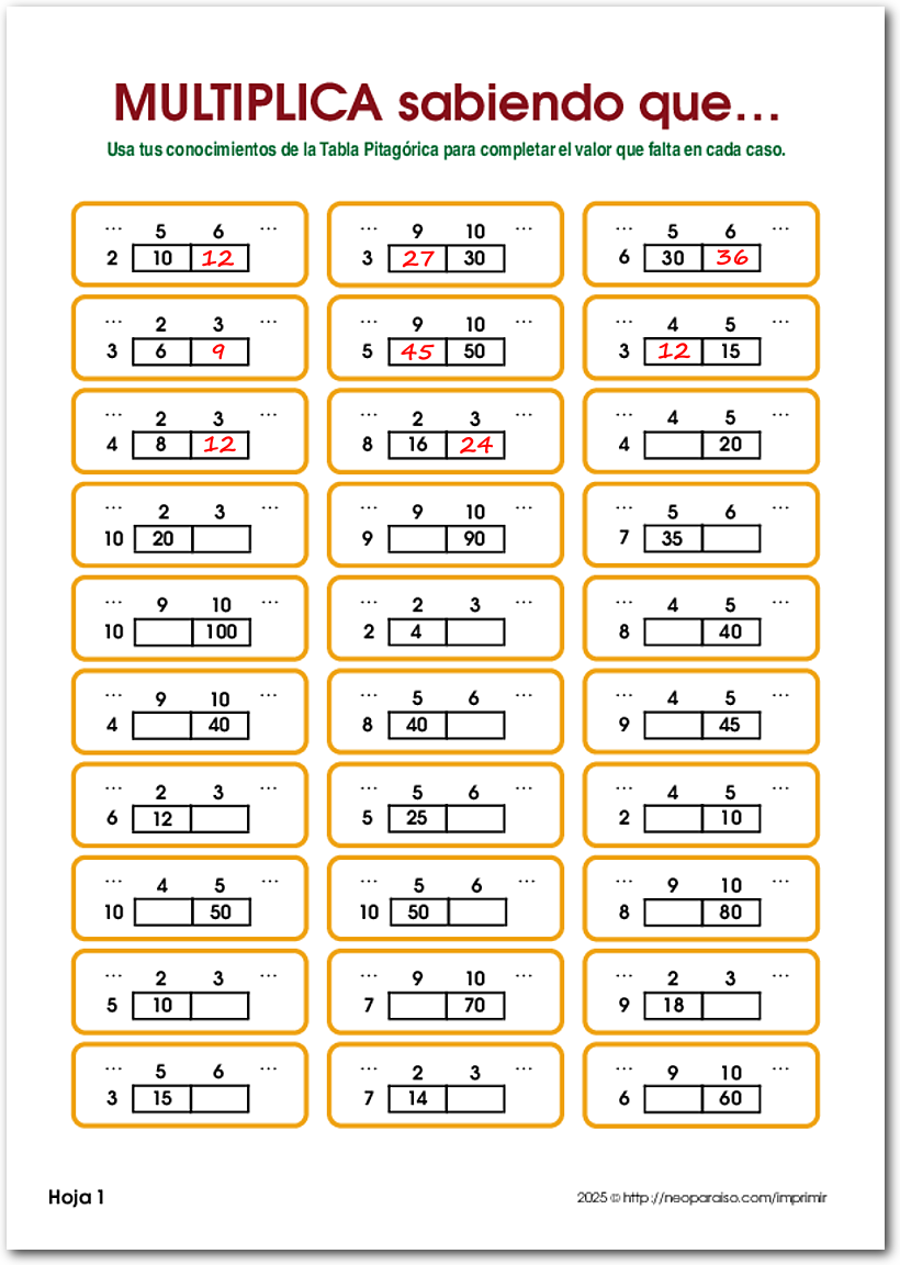 Imagen: completa datos tabla pitagorica