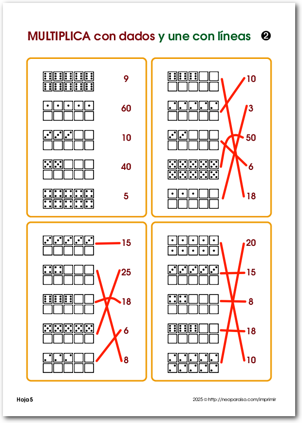 Multiplicar con Tableros de 10 y Dados