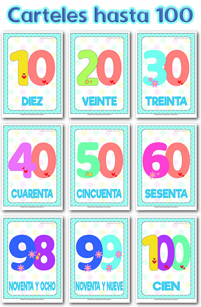 Tarjetas De N meros Del 1 Al 100 Para Imprimir PDF