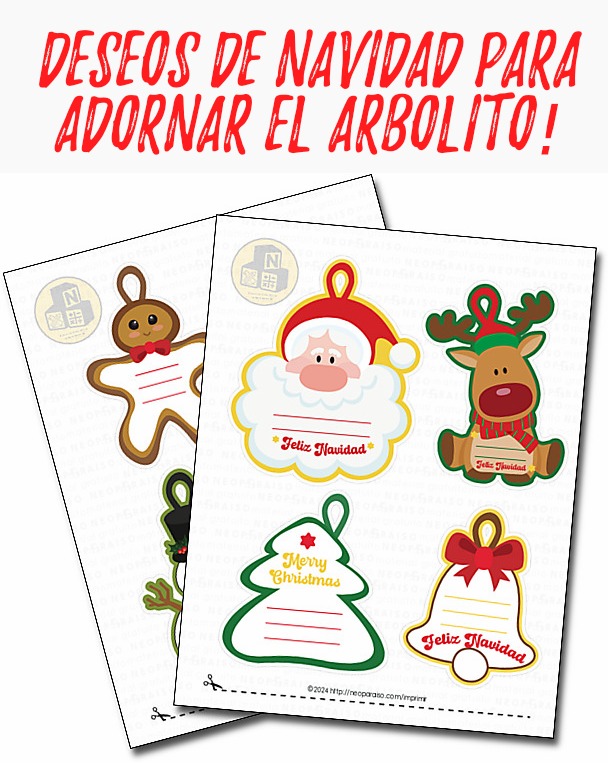 Deseos de Navidad Recortables PDF gratis