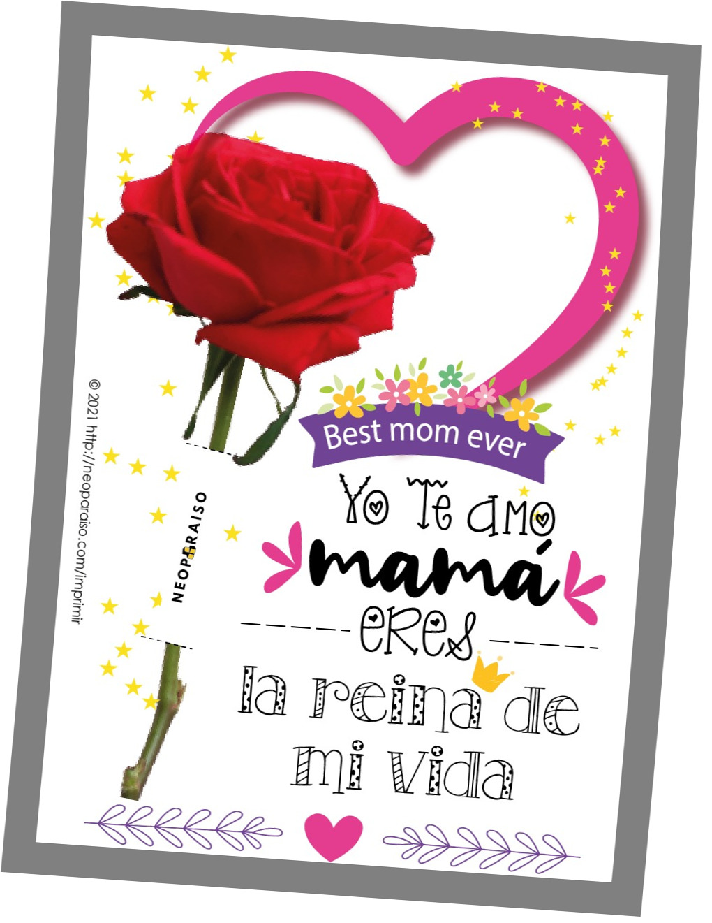 Rosa con Mensaje para el Día de Mamá PDF
