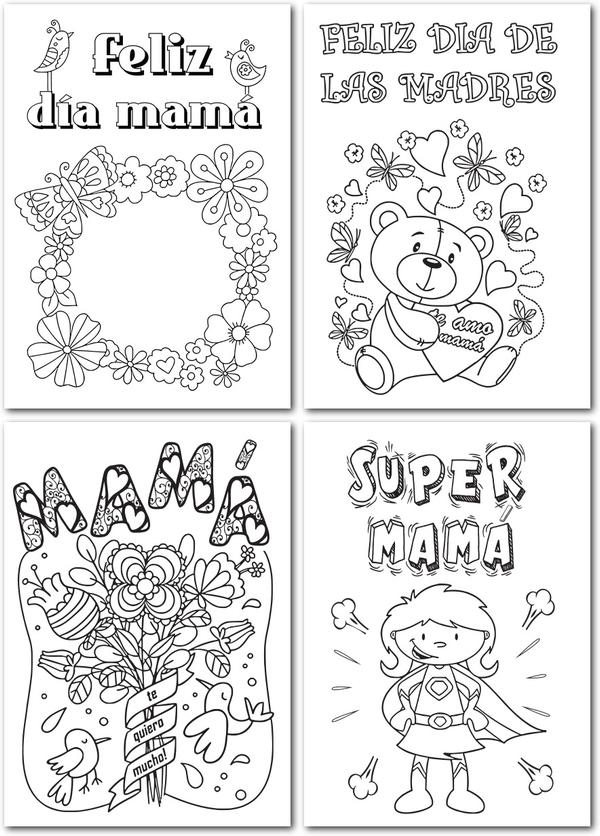 Tarjetas Coloreables para el Día de la Madre